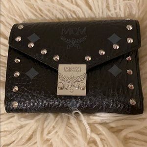 MCM Patricia Three-Fold Wallet in Studded Visetos